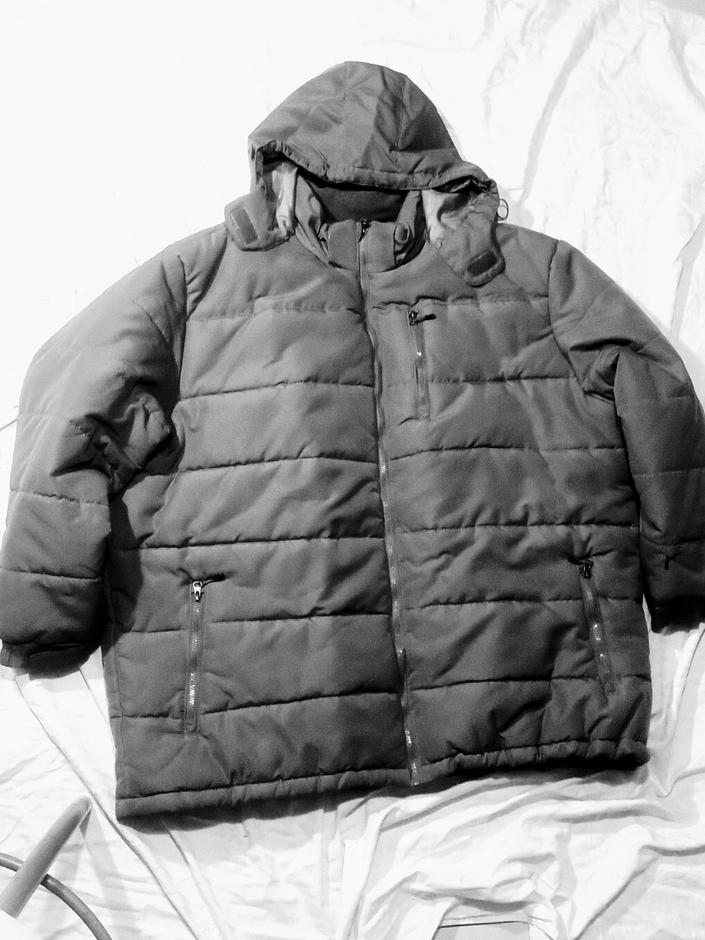Outdoor Life Men's Quilted Hooded Puffer Jacket — Gray  3X Pre-owned